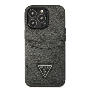 Husa telefon Guess, 4G Saffiano Double Card Case pentru Apple iPhone 13 Pro Max, Plastic, Negru