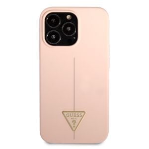 Husa telefon Guess pentru iPhone 13 Pro, Line Triangle, Liquid Silicon, Pink