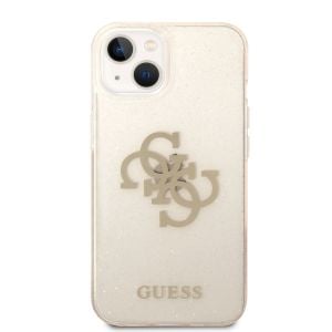 Husa telefon Guess pentru iPhone 14, Big 4G Full Glitter, Plastic, Auriu