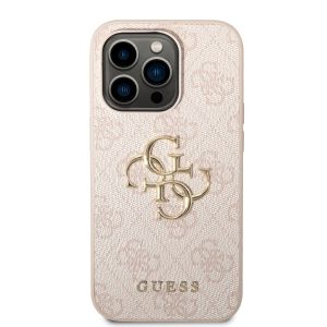Husa telefon Guess pentru iPhone 14 Pro, 4G Big Metal Logo, Piele ecologica, Roz