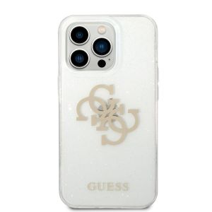 Husa telefon Guess pentru iPhone 14 Pro, Big 4G Full Glitter, Plastic, Transparent