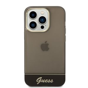 Husa telefon Guess pentru iPhone 14 Pro Max, Camera Outline and Logo Script, Plastic, Negru