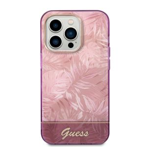 Husa telefon Guess pentru iPhone 14 Pro Max, Jungle, Plastic, Roz