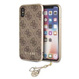Husa telefon Guess pentru iPhone X, 4G and Charm, Textil, Maro