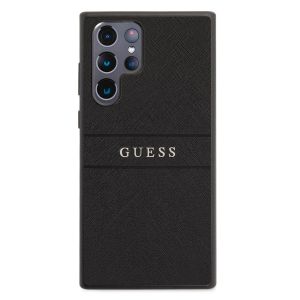 Husa telefon Guess pentru Samsung Galaxy S22 Ultra, Saffiano, Piele ecologica, Black