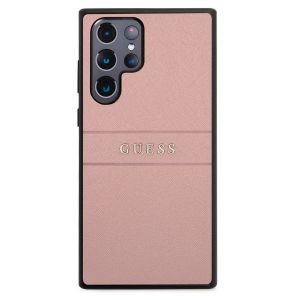 Husa telefon Guess pentru Samsung Galaxy S22 Ultra, Saffiano, Piele ecologica, Pink