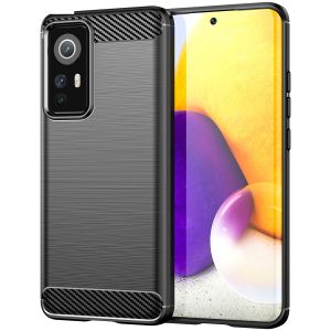 Husa telefon Hurtel pentru Xiaomi 12/12X, Carbon case, Poliuretan, Negru