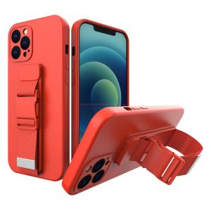 Husa telefon Hurtel pentru Xiaomi Redmi 9C, Airbag cu cordon, TPU, Rosu
