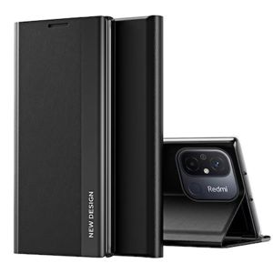 Husa telefon Hurtel, Tip carte pentru Xiaomi Redmi 11A/Poco C55/Redmi 12C, Negru