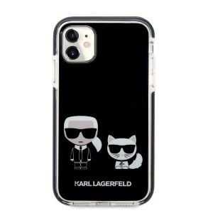 Husa telefon Karl Lagerfeld pentru iPhone 11, Karl and Choupette, Plastic, Negru