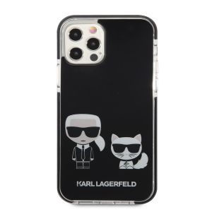 Husa telefon Karl Lagerfeld pentru iPhone 12/12 Pro, Karl and Choupette, Plastic, Negru