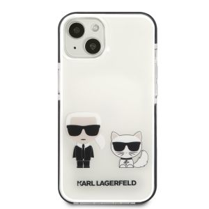 Husa telefon Karl Lagerfeld pentru iPhone 13 Mini, Karl and Choupette, Plastic, Alb