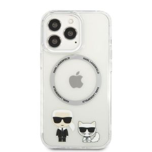 Husa telefon Karl Lagerfeld pentru iPhone 13 Pro Max, Karl and Choupette, MagSafe, Plastic, Transparent