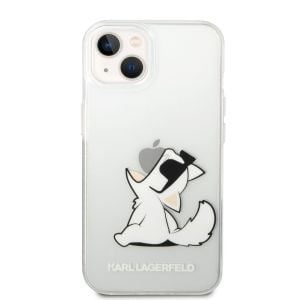 Husa telefon Karl Lagerfeld pentru iPhone 14, Choupette Eat, Plastic, Transparent