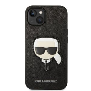 Husa telefon Karl Lagerfeld pentru iPhone 14, Karl Head, Piele ecologica, Negru