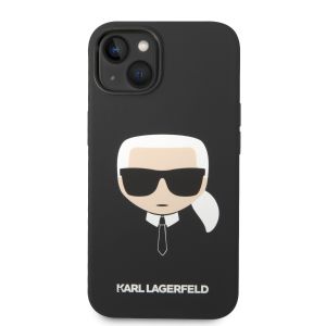 Husa telefon Karl Lagerfeld pentru iPhone 14, Karl Head, Silicon lichid, Negru