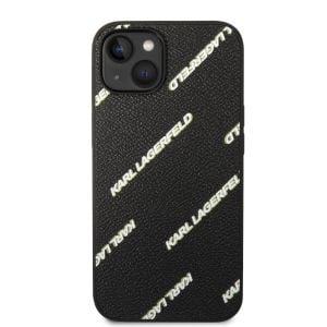 Husa telefon Karl Lagerfeld pentru iPhone 14, Logomania, Piele ecologica, Negru