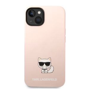 Husa de protectie telefon Karl Lagerfeld pentru iPhone 14 Plus, Choupette, Silicon lichid, Roz