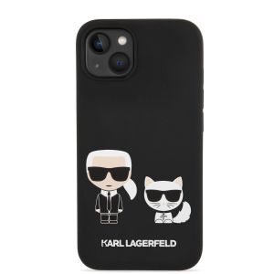 Husa de protectie telefon Karl Lagerfeld pentru iPhone 14 Plus, Karl and Choupette, MagSafe, Silicon lichid, Negru