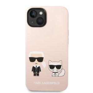 Husa de protectie telefon Karl Lagerfeld pentru iPhone 14 Plus, Karl and Choupette, Silicon lichid, Roz