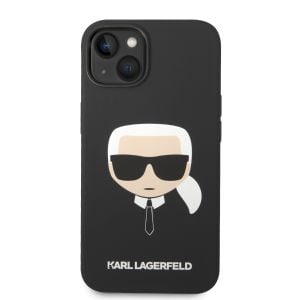 Husa de protectie telefon Karl Lagerfeld pentru iPhone 14 Plus, Karl Head, Silicon lichid, Negru