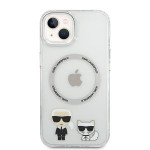 Husa telefon Karl Lagerfeld pentru iPhone 14 Plus, Karl Lagerfeld and Choupette, MagSafe, Plastic, Transparent