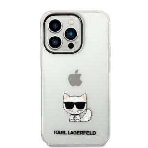 Husa telefon Karl Lagerfeld pentru iPhone 14 Pro, Choupette Logo, Plastic, Transparent