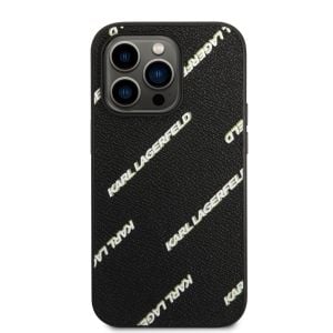 Husa de protectie telefon Karl Lagerfeld pentru iPhone 14 Pro, Logomania, Piele ecologica, Negru