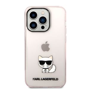 Husa telefon Karl Lagerfeld pentru iPhone 14 Pro Max, Choupette Logo, Plastic, Roz