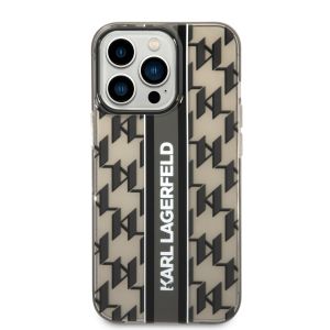 Husa telefon Karl Lagerfeld pentru iPhone 14 Pro Max, Monogram Vertical Stripe, Plastic, Negru