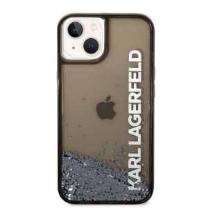 Husa de protectie telefon Karl Lagerfeld pentru iPhone 14, Translucent Liquid Glitter, Plastic, Negru