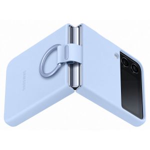 Husa telefon Samsung pentru Samsung Galaxy Z Flip4, Silicone Cover cu inel, Arctic Blue