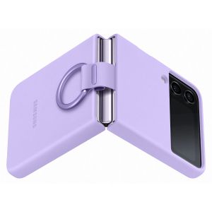 Husa telefon Samsung pentru Samsung Galaxy Z Flip4, Silicone Cover cu inel, Bora Purple