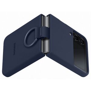 Husa telefon Samsung pentru Samsung Galaxy Z Flip4, Silicone Cover cu inel, Navy