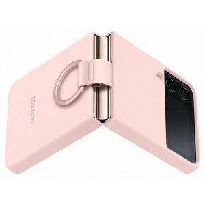 Husa telefon Samsung pentru Samsung Galaxy Z Flip4, Silicone Cover cu inel, Pink