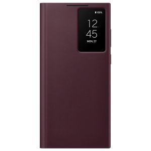 Husa telefon Samsung, Smart Clear View Cover pentru Samsung Galaxy S22 Ultra, Burgundy