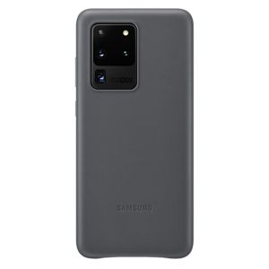 Husa de protectie telefon Samsung Leather Cover pentru Samsung Galaxy S20 Ultra, EF-VG988LJEGEU, Piele, Gri