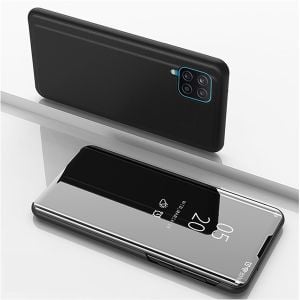 Husa telefon pentru Samsung Galaxy A52, LED View, Piele si sticla, Negru