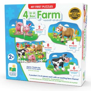 Jucarie Set Primele mele 4 Puzzle-uri Ferma, The Learning Journey, Multicolor