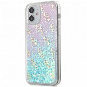 Husa de protectie telefon Guess pentru iPhone 12/12 Pro, Model 4G Liquid Glitter Iridescent, Plastic TPU, GUHCP12MLG4GGBLPI, Roz