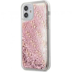 Husa de protectie telefon Guess pentru iPhone 12/12 Pro, Model 4G Liquid Glitter, Plastic TPU, GUHCP12MLG4GSPG, Transparent