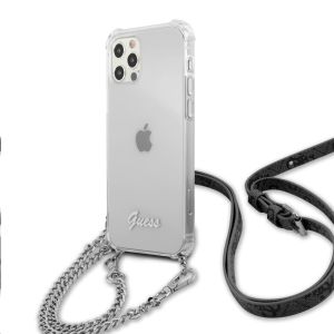 Husa telefon Guess, 4G Chain and Script Case pentru Apple iPhone 12 Pro Max, Transparent