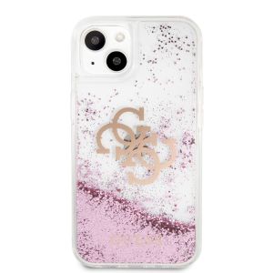 Husa telefon Guess pentru iPhone 13 Mini, Big 4G Liquid Glitter, Plastic, Transparent
