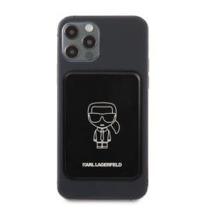Baterie externa pentru seria iPhone 12, Karl Lagerfeld, prindere magnetica, 3000 mAh, Black