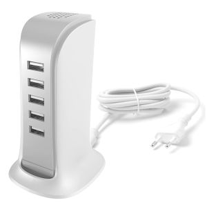 Incarcator retea Dudao, A5EU, 5x USB, Cablu de alimentare, Plastic, Alb