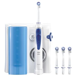 Irigator bucal Oral-B OxyJet MD20 Healthjet-Center, 8800 miscari/minut, 4 capete, Albastru