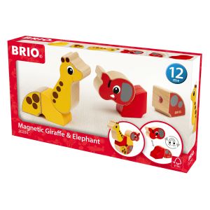 Jucarie Girafa si Elefant, Brio, Magnetici, Multicolor