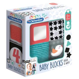Jucarie interactiva Baby Clementoni, 4 cuburi moi Black & White, Multicolor