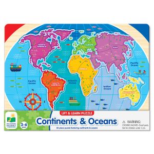 Jucarie Puzzle, The Learning Journey, Sa invatam continentele si oceanele, Multicolor