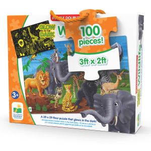 Jucarie Puzzle, The Learning Journey, Straluceste in intuneric-Animale Salbatice, Multicolor